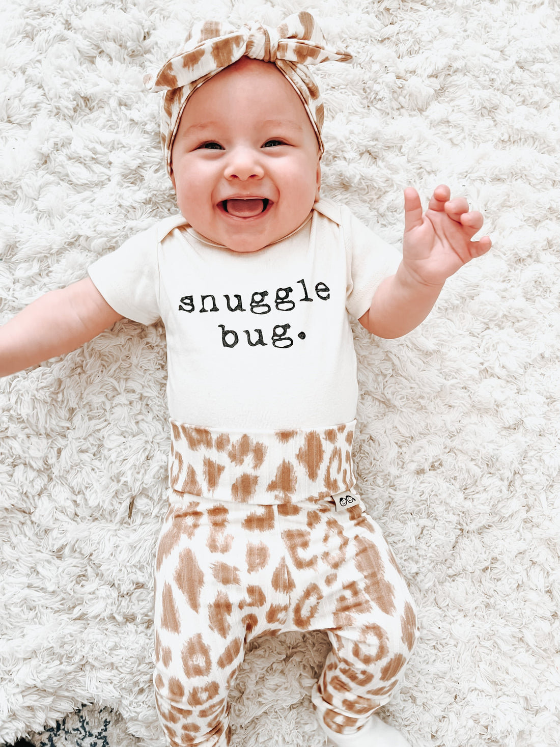 Baby in Taupe Cream Leopard Headbands 