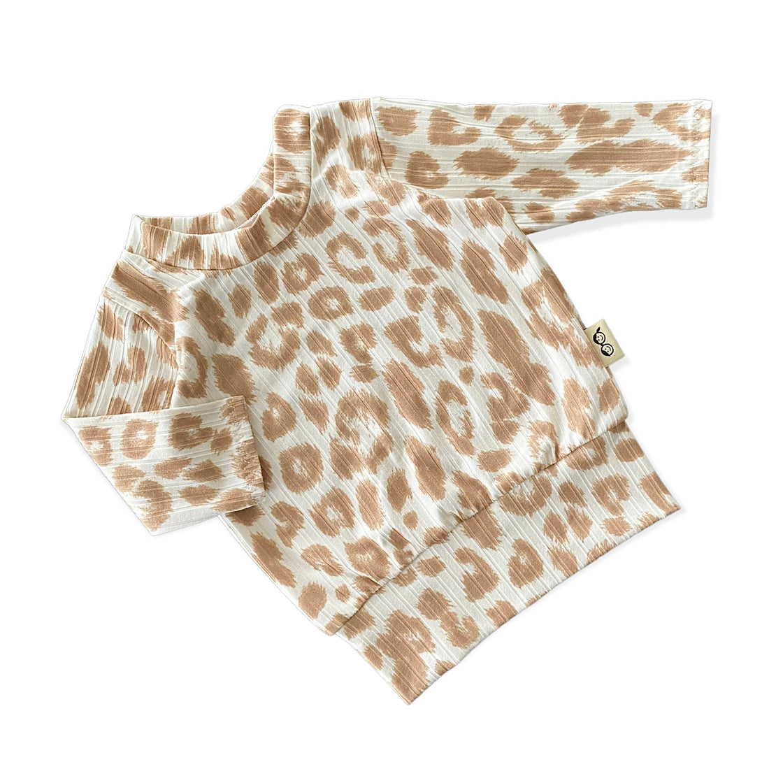Taupe Cream Leopard Ribbed Lounge Top