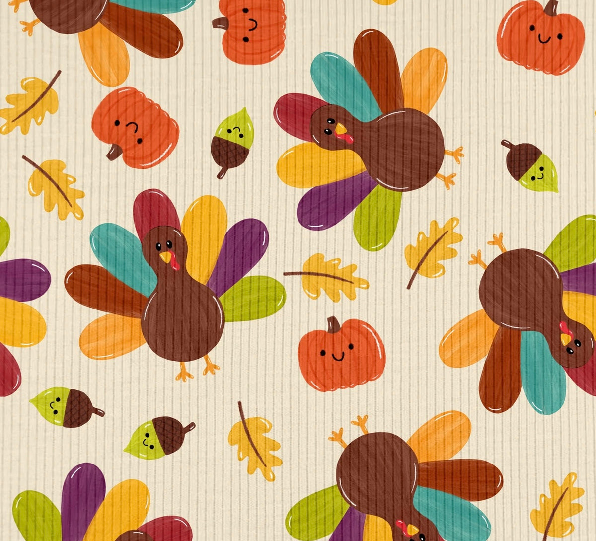 Thanksgiving Turkeys Ribbed - Limited Vault Fabric