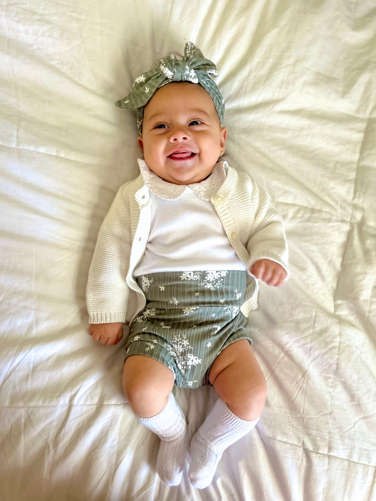 Minimal Floral Olive Ribbed Bummies