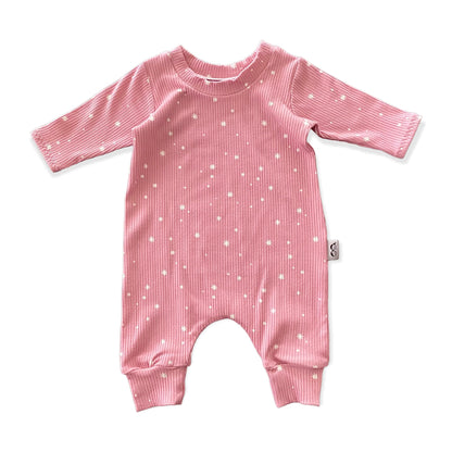 My Lucky Stars on Pink Ribbed Harem Romper
