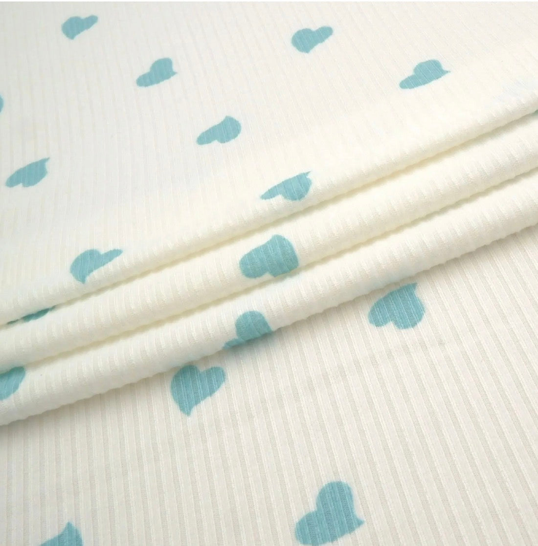 Blue Hearts Ribbed - Limited Vault Fabric