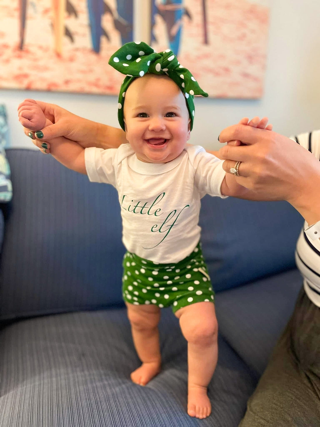 Green White Polka Dots Headbands