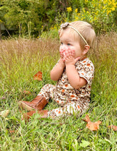 Vintage Flowers on Brown Harem Romper