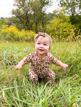 Vintage Flowers on Brown Harem Romper