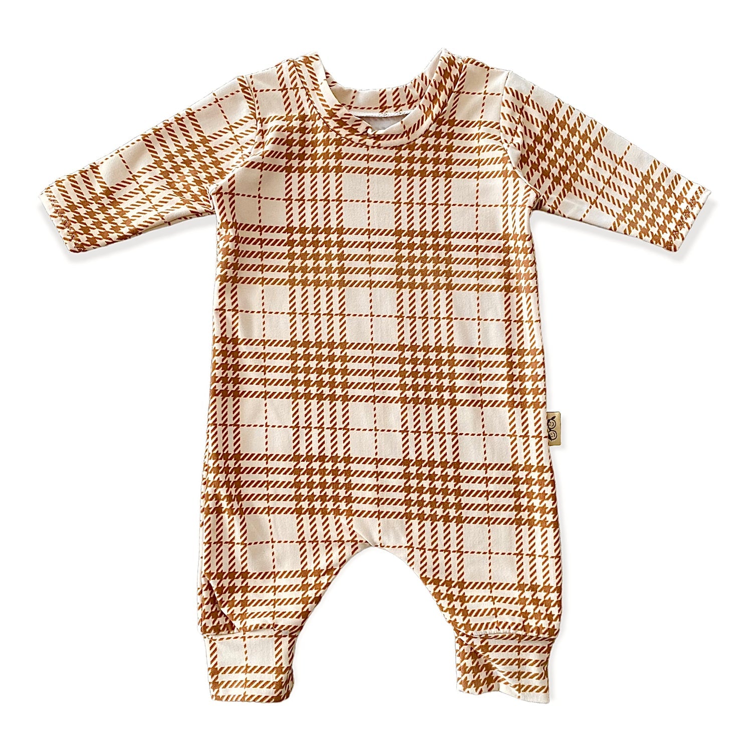 Neutral Plaid Harem Romper