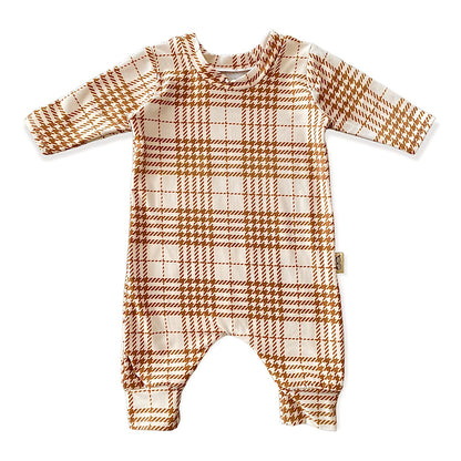 Neutral Plaid Harem Romper