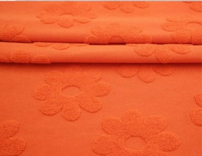 Orange 3D Daisy Ribbed - Limited Vault Fabric