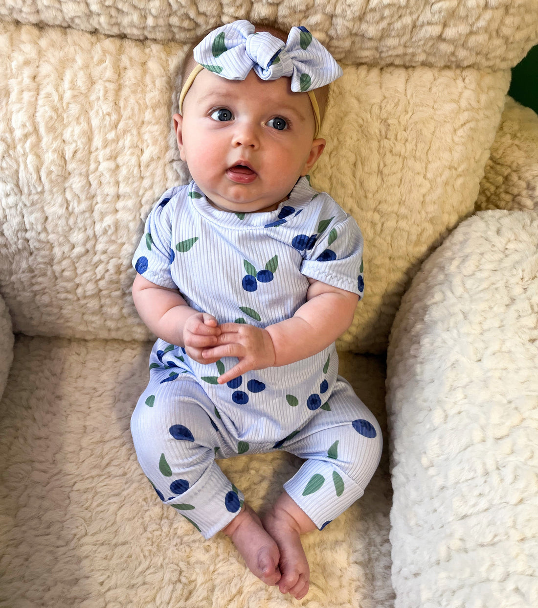 Blueberry Breeze Ribbed Harem Romper