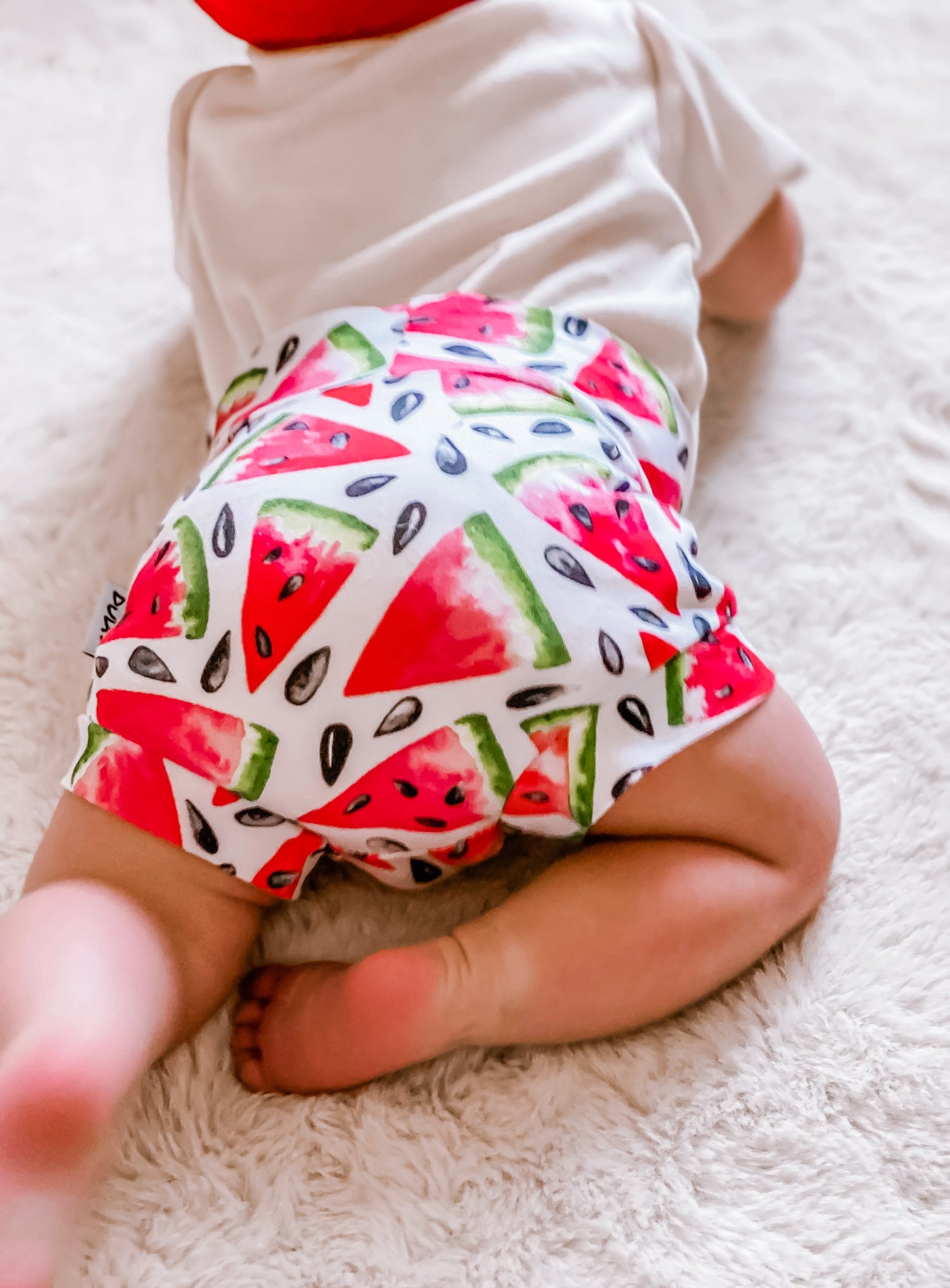 Watermelon Ribbed Bummies with Red Headband