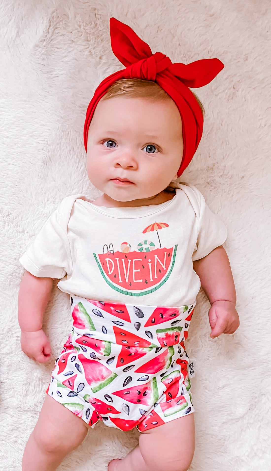 Watermelon Ribbed Bummies with Red Headband