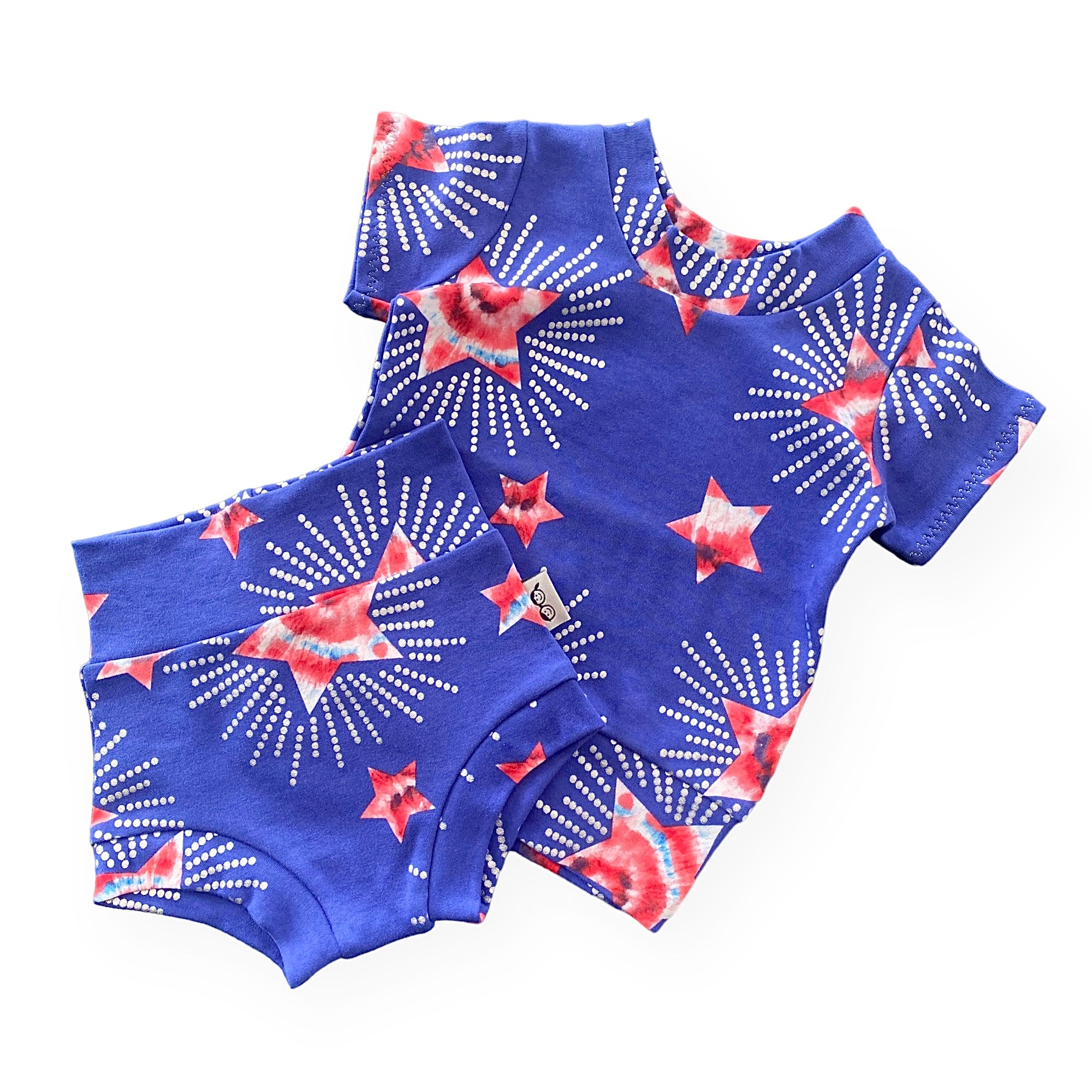 Patriotic Tie Dye Star on Blue Summer Lounge Set