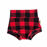 Red buffalo plaid baby bummies, handmade unisex diaper cover perfect for holiday outfits and everyday wear.