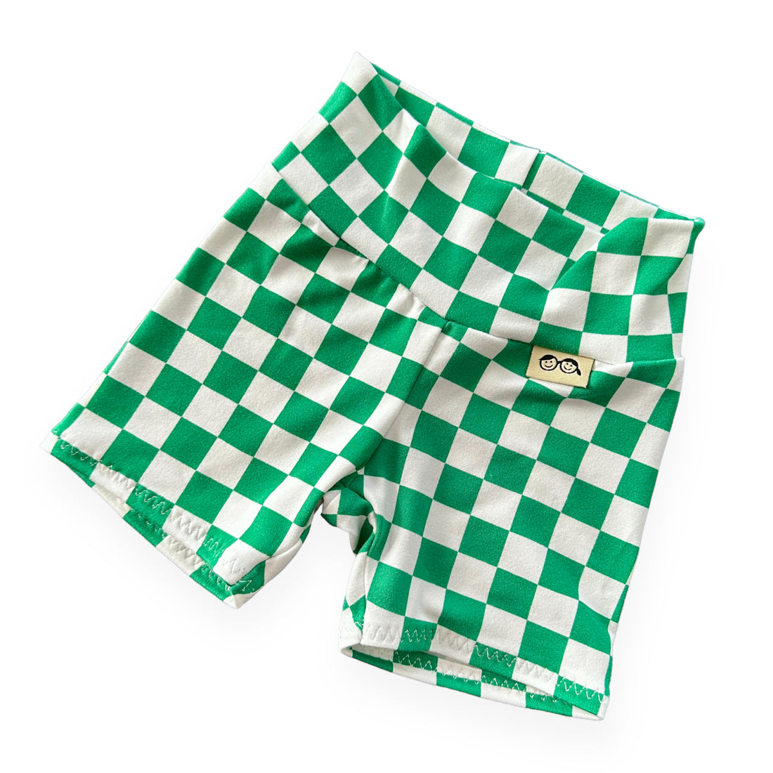 Green Checkered Biker Shorts