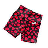 Red Hearts on Black Biker Shorts