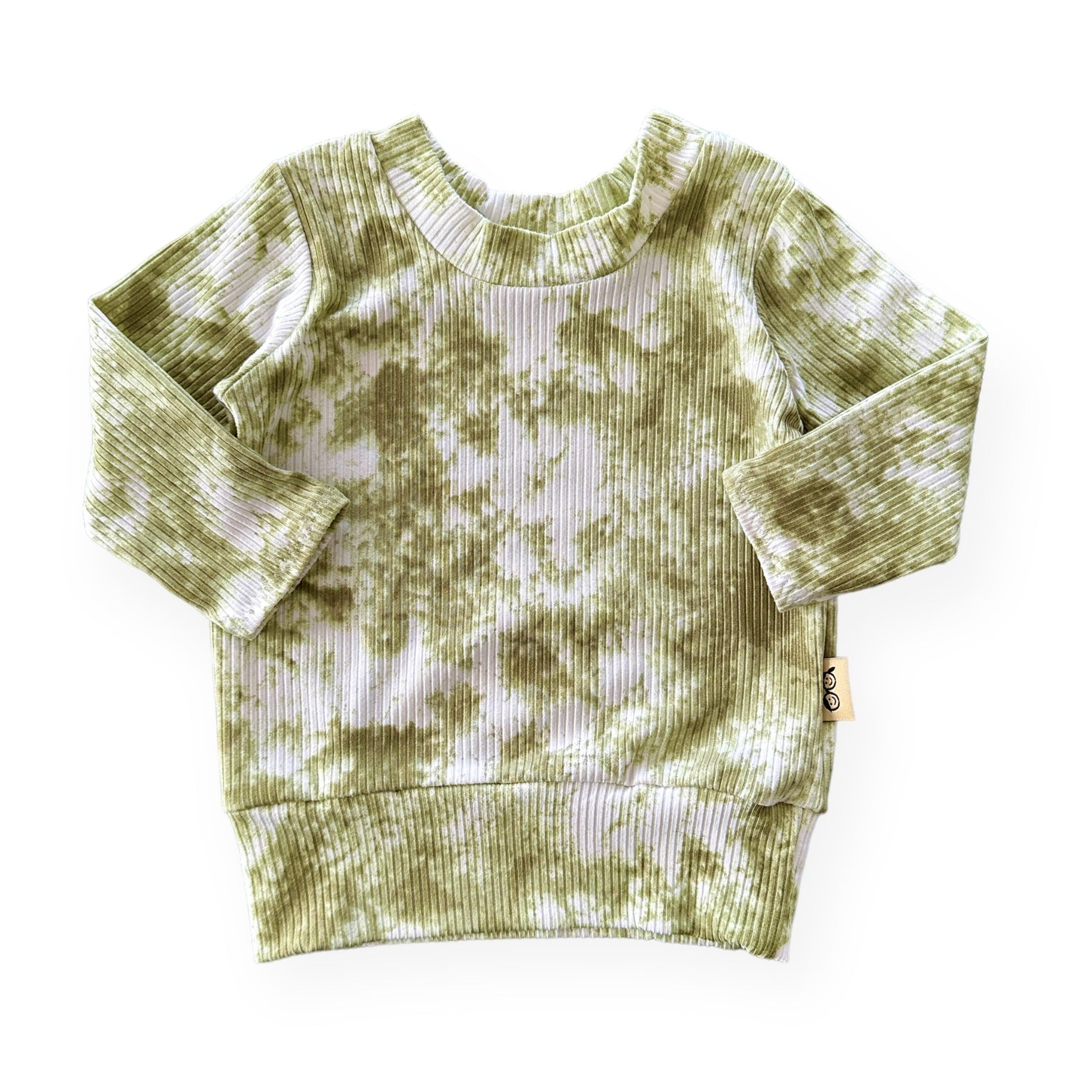 Olive Green Tie Dye Ribbed Lounge Top