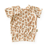 Taupe Cream Leopard Ribbed Summer Lounge Top