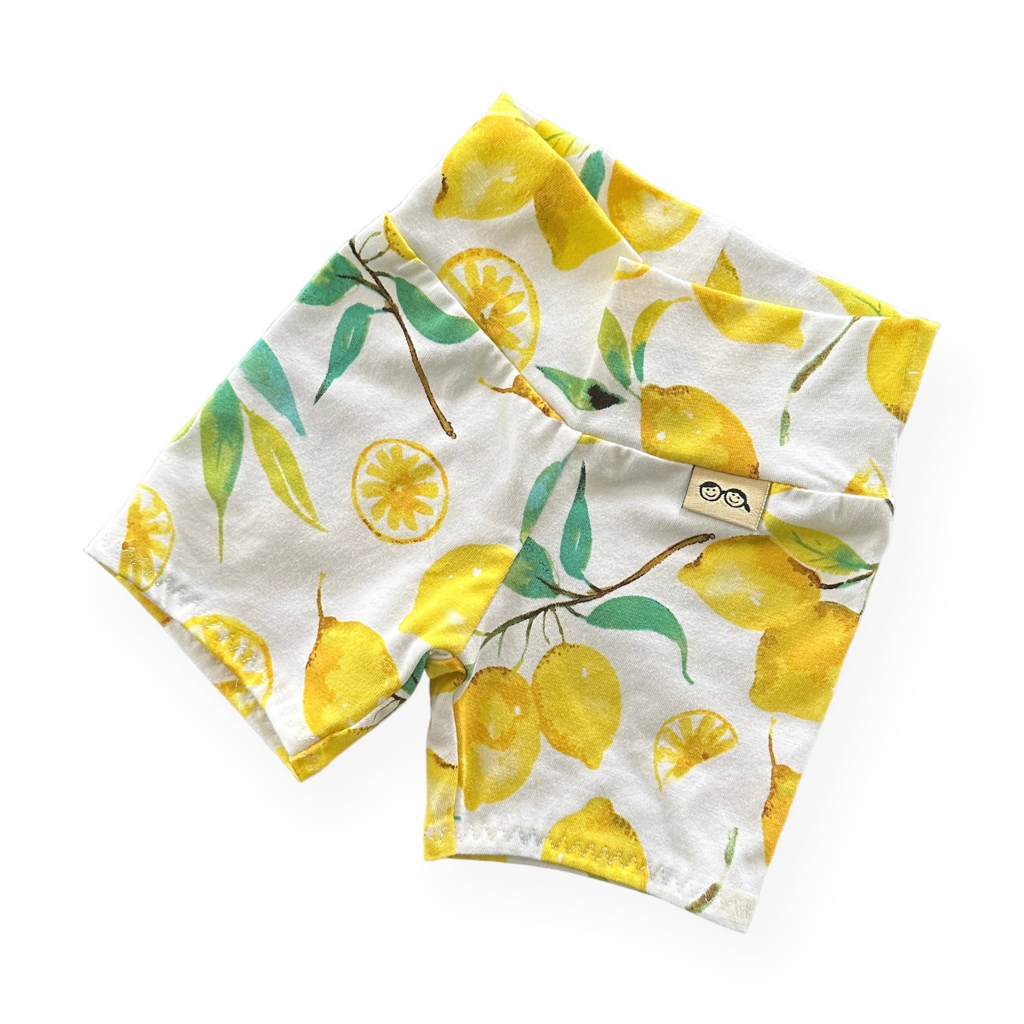 Lemons on White Biker Shorts