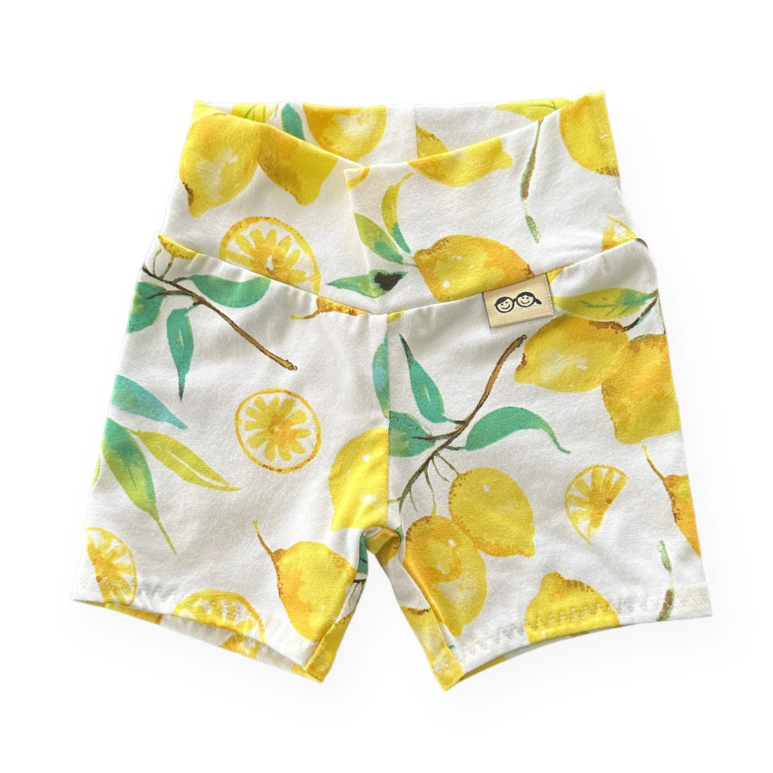 Lemons on White Biker Shorts