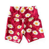 Mums Flowers on Burgundy Biker Shorts Lounge Set