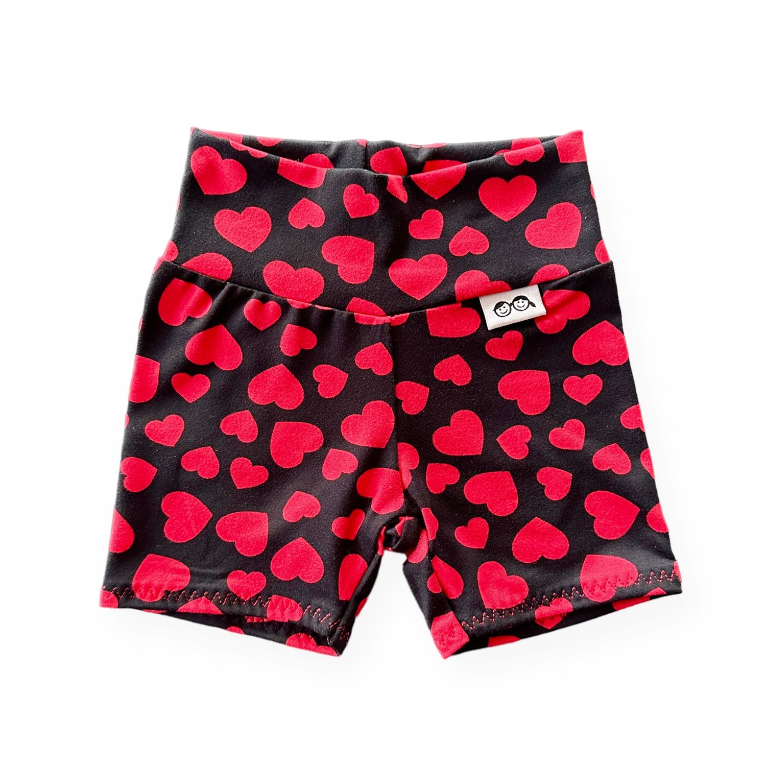 Red Hearts on Black Biker Shorts Lounge Set