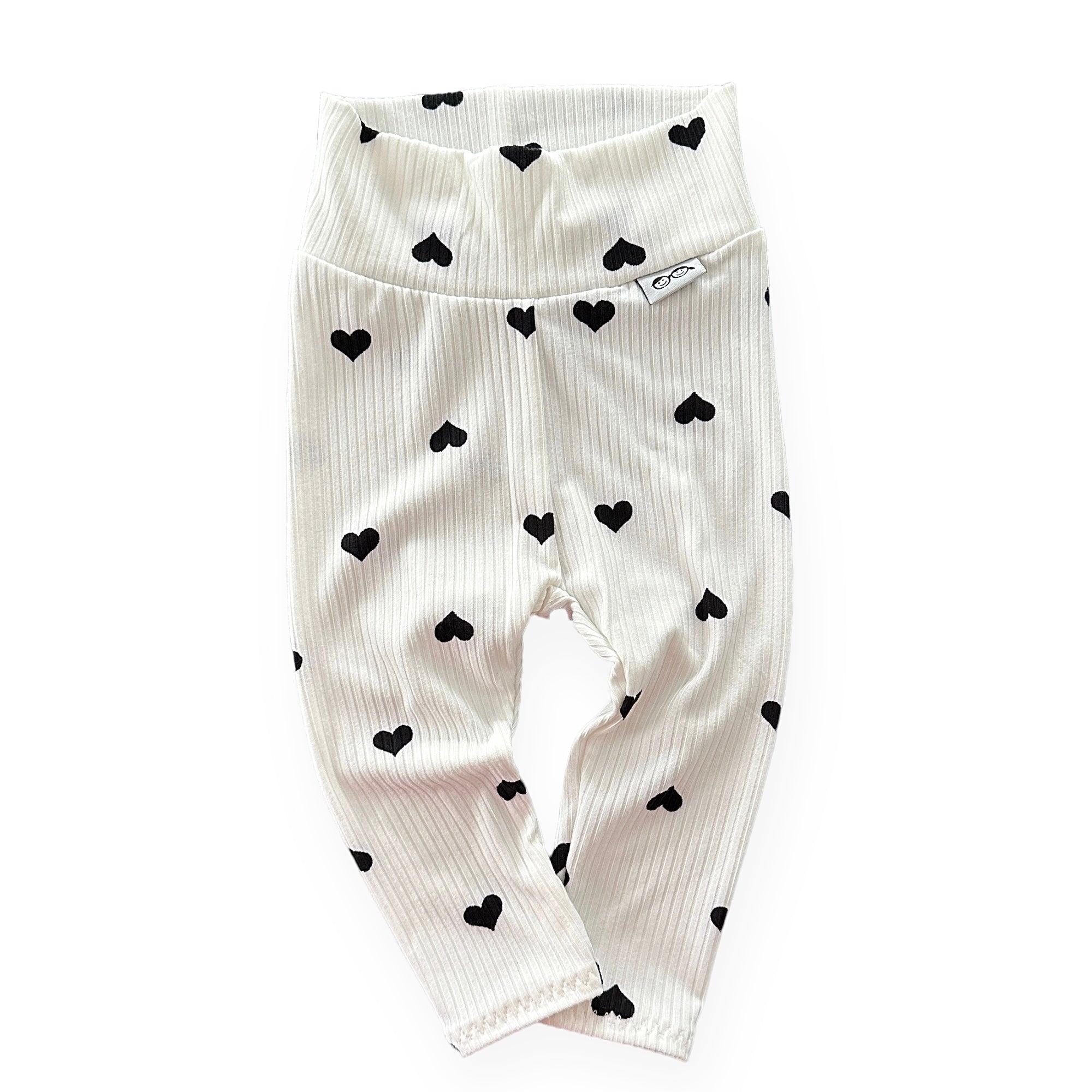 Black Hearts on Ivory Ribbed Leggings And/or Headband, Preemie