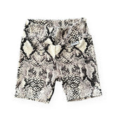 Grey Snake Print Biker Shorts 