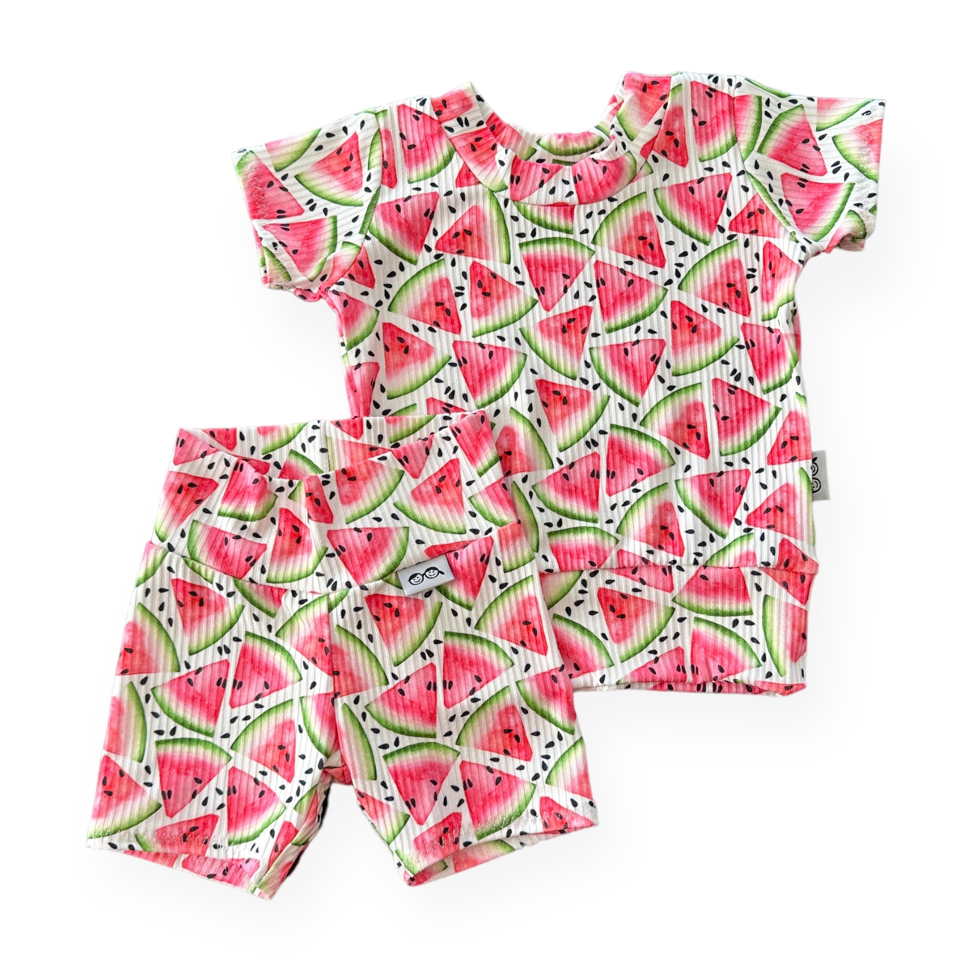 Watermelon Ribbed Biker Shorts Lounge Set 