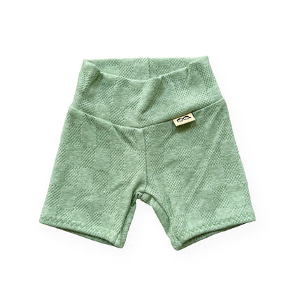 Sage Checkers Biker Shorts