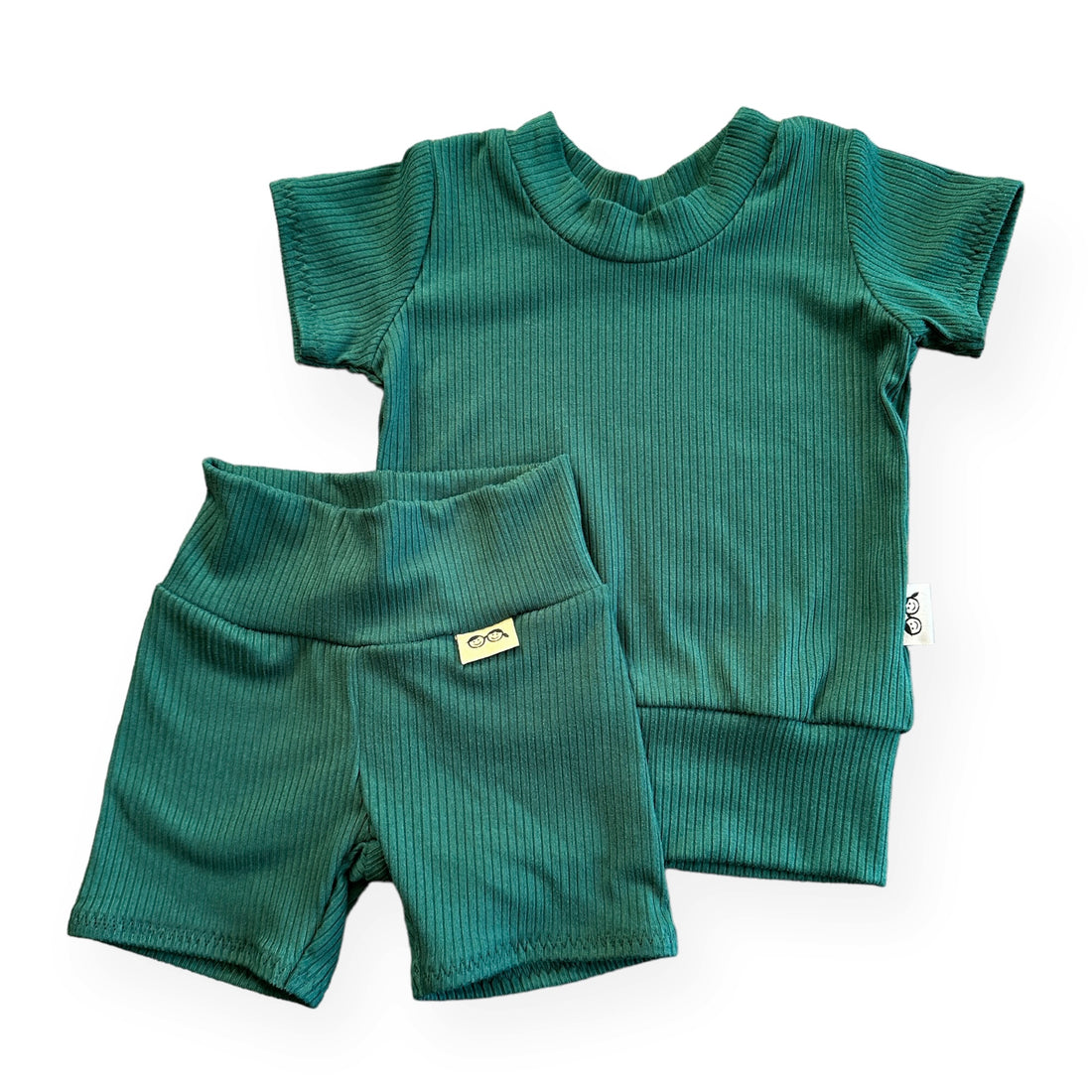 Hunter Green Ribbed Biker Shorts Lounge Set