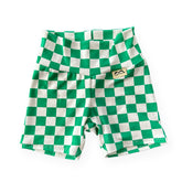 Green Checkered Biker Shorts Lounge Set