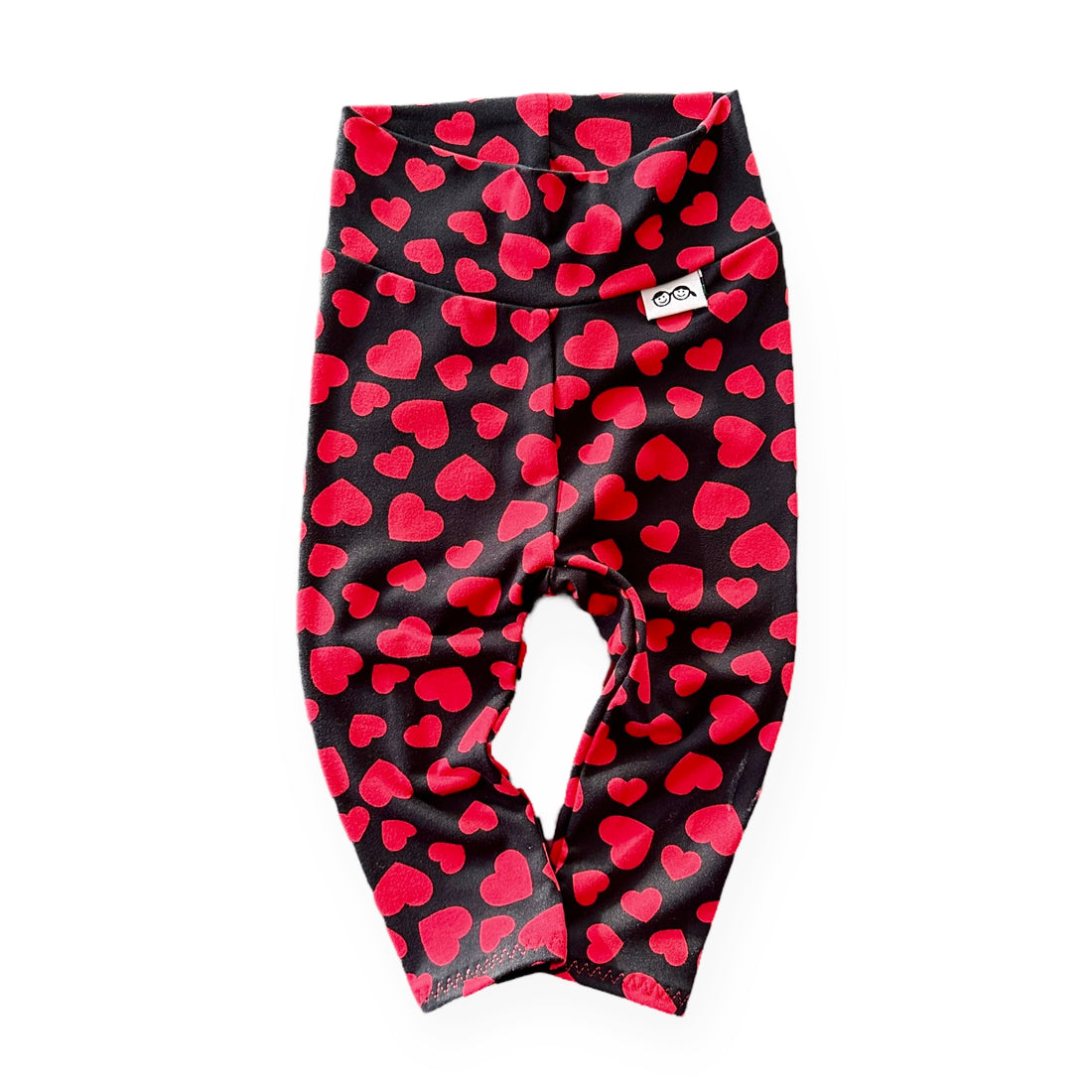 Red Hearts on Black Leggings