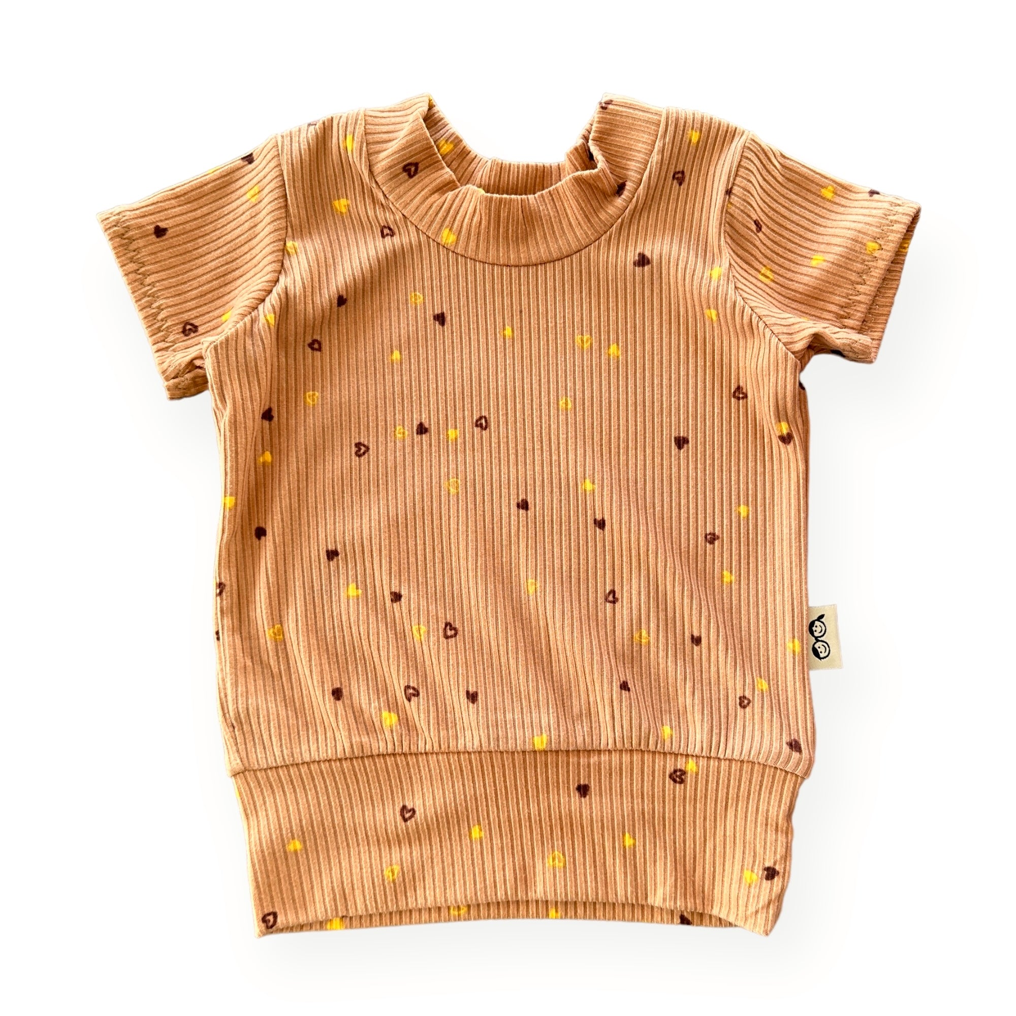 Dainty Hearts on Camel Ribbed Summer Lounge Top