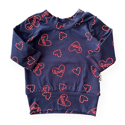 Love Hearts on Blue Lounge Top
