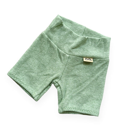 Sage Checkers Biker Shorts