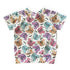 Baby short sleeve top with Halloween-themed pattern on a white background