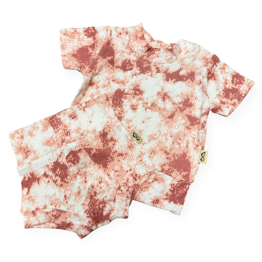 Rose Tie Dye Ribbed Summer Lounge Set