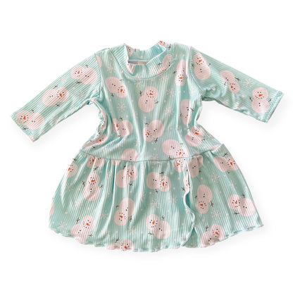 Frosty Mint Snowman Ribbed Dress