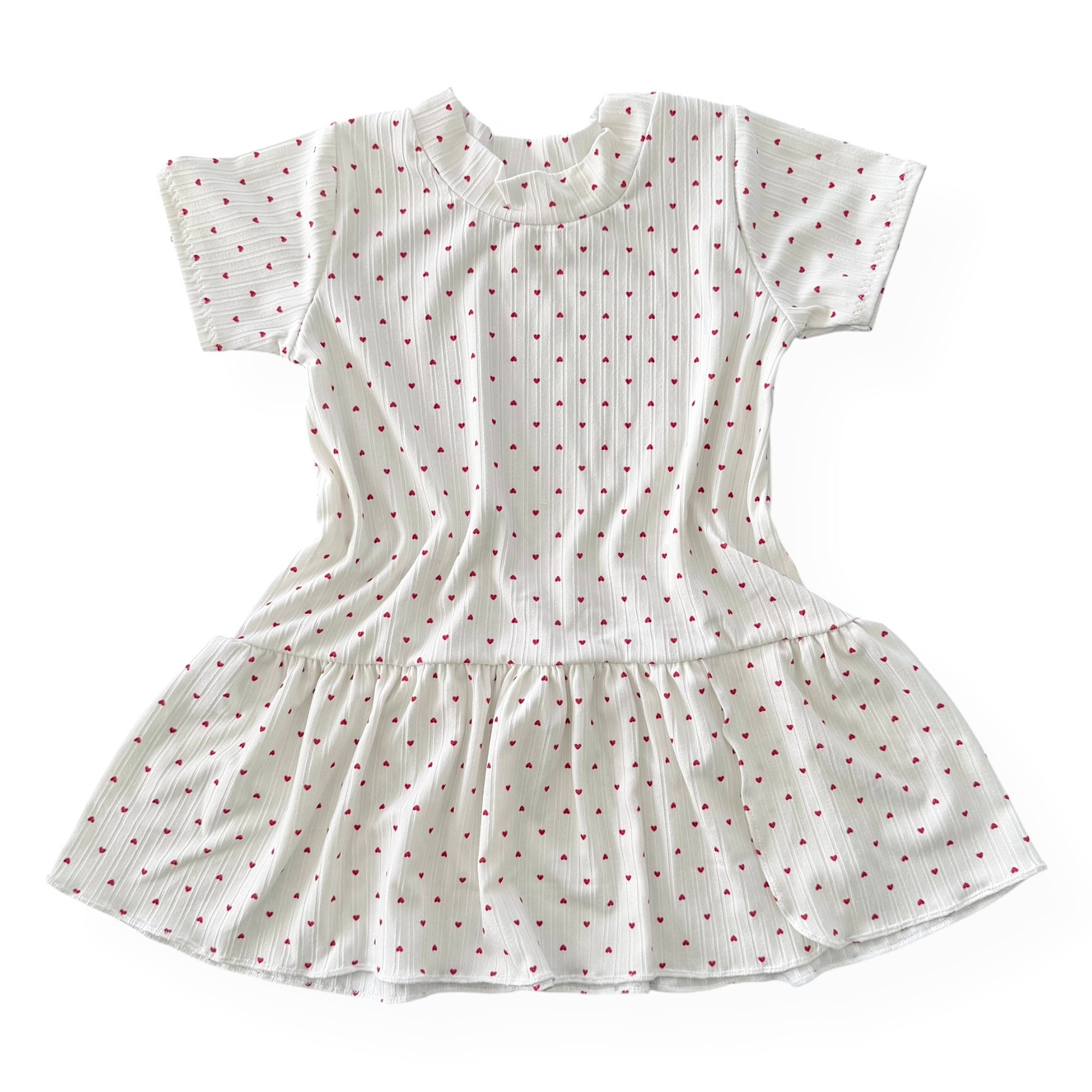 Little Red Hearts Ribbed Dress