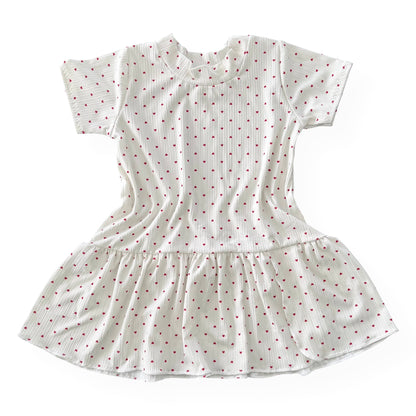 Little Red Hearts Ribbed Dress