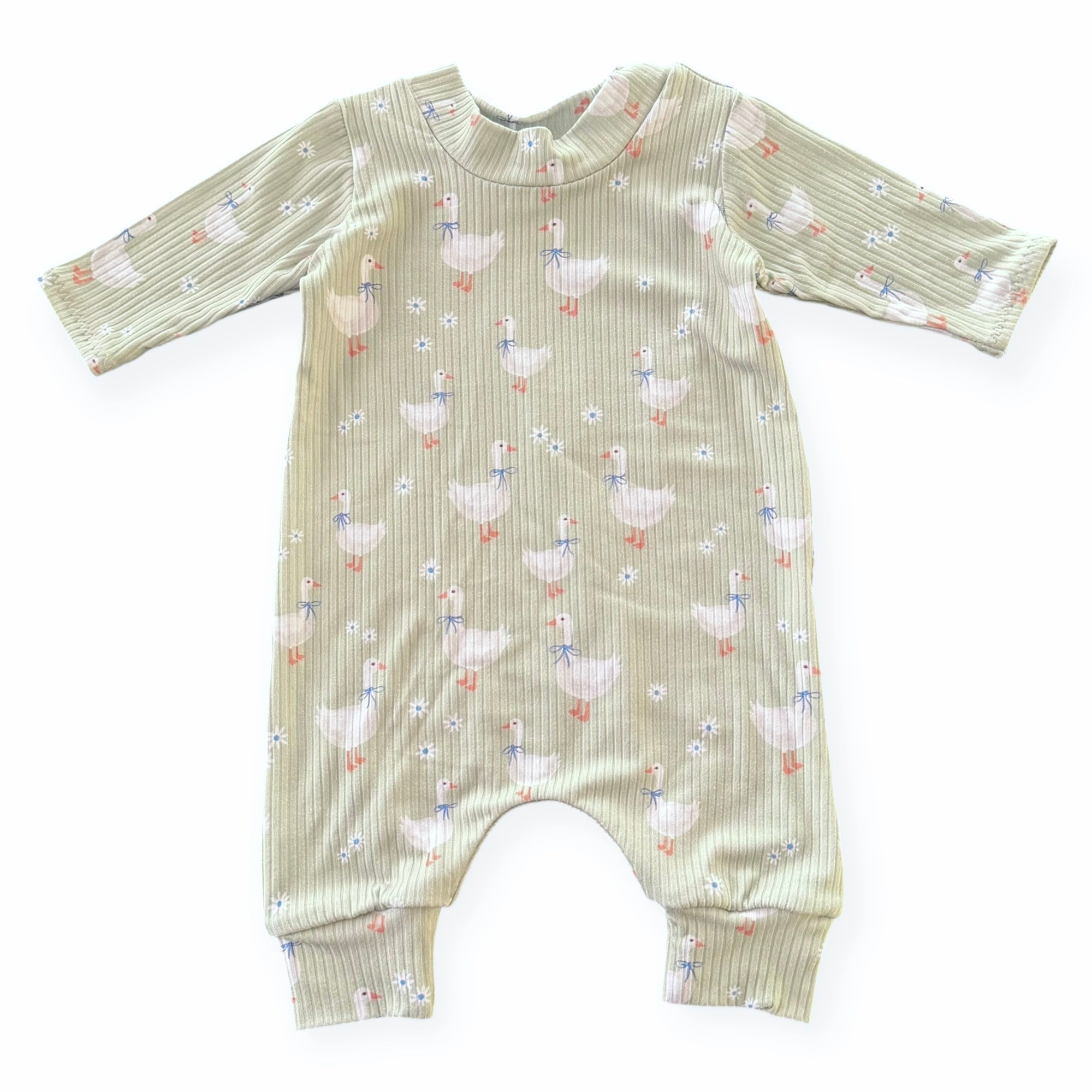 Blue Ribbon Geese Ribbed Harem Romper