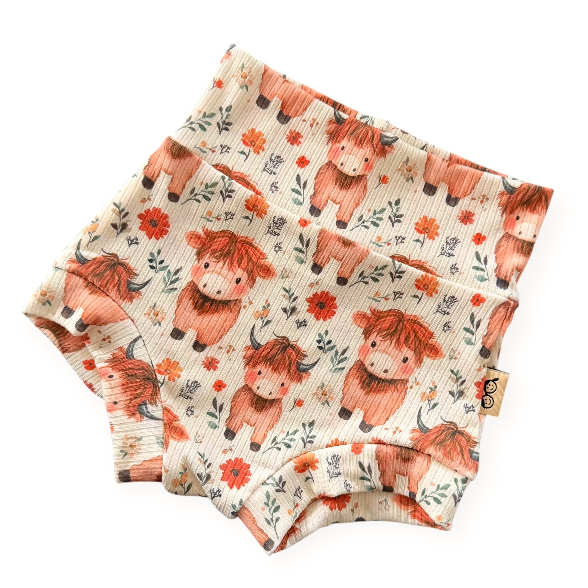 Highland Cow Blooms Ribbed Bummies &amp; Biker Shorts