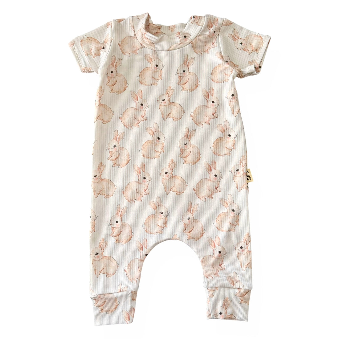 Watercolor Bunnies Ribbed Harem Romper