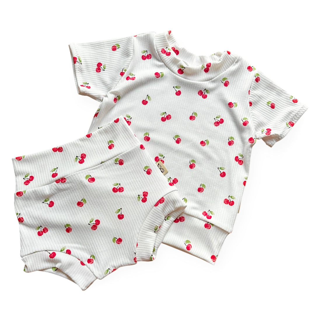 Cherry On Top White Ribbed Summer Lounge Set