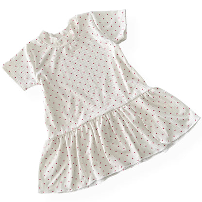 Little Red Hearts Ribbed Dress