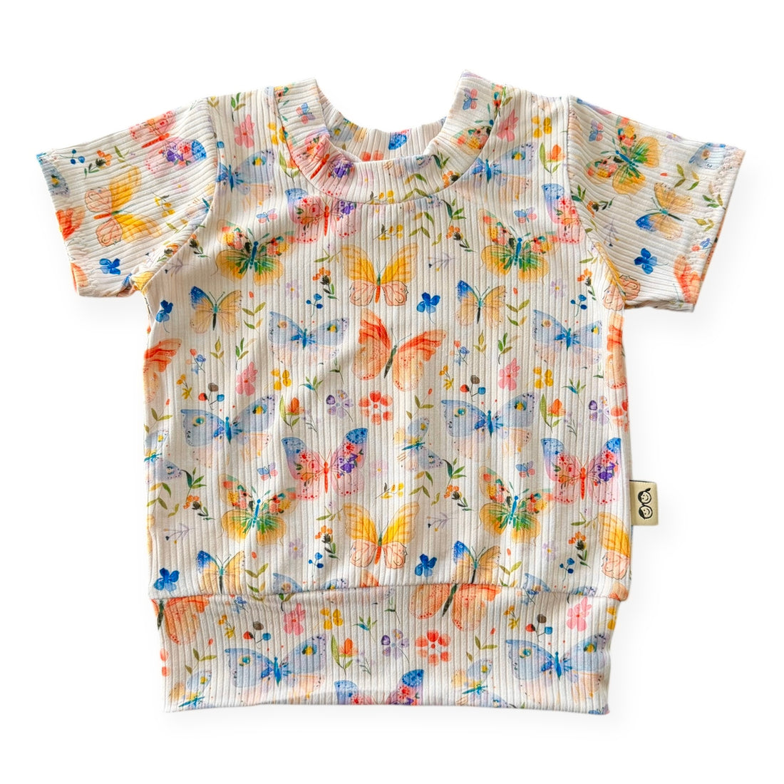 Butterfly Garden Ribbed Top - Short, Long or Sleeveless