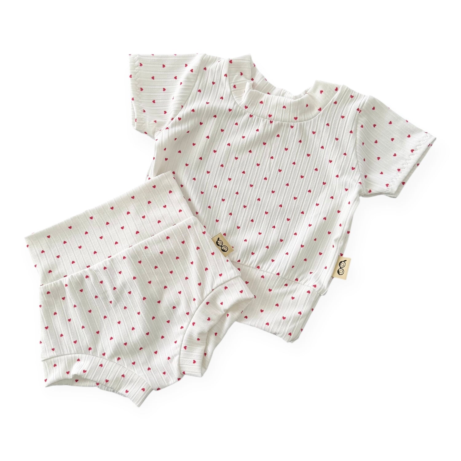 Little Red Hearts Ribbed Summer Lounge Set