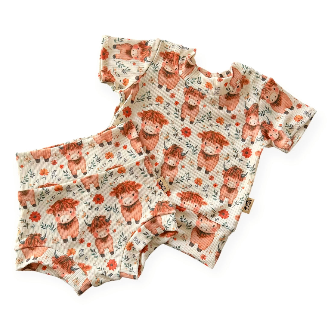 Highland Cow Blooms Ribbed Summer Lounge Set