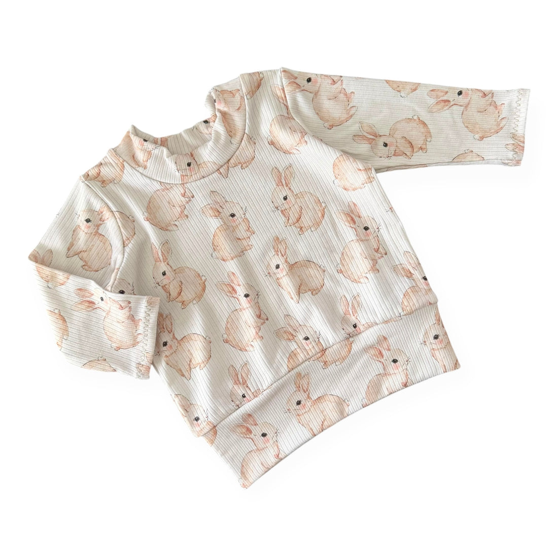 Watercolor Bunnies Ribbed Top - Short, Long or Sleeveless