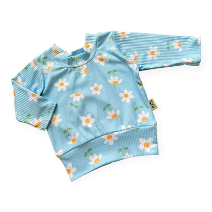 Blue Sky Daisies Ribbed Lounge Set
